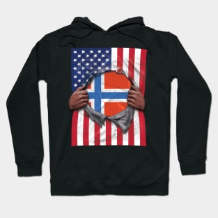 Norway Flag American Flag Ripped - Gift for Norwegian From Norway Hoodie